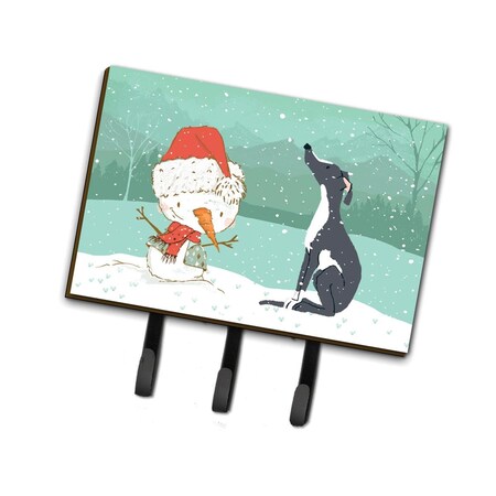 Carolines Treasures Black Greyhound Snowman Christmas Leash or Key Holder CK2044TH68